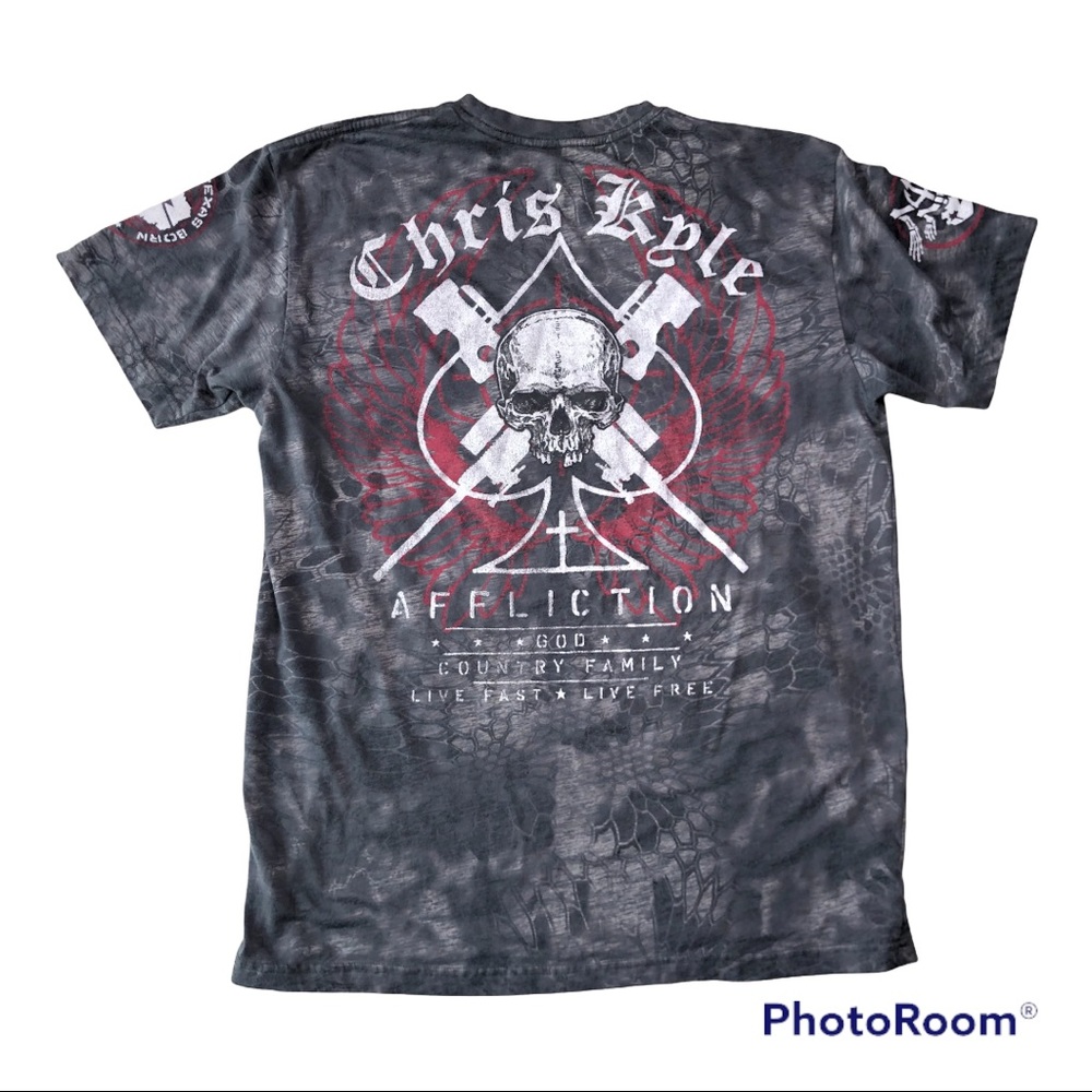 Affliction Black and Gray Short Sleeve Tee